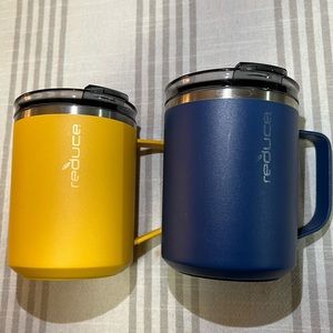 Reduce 14 oz Coffee Mug Set, 2 Pack - Stainless Steel Hot1 Desk Mug with Lid